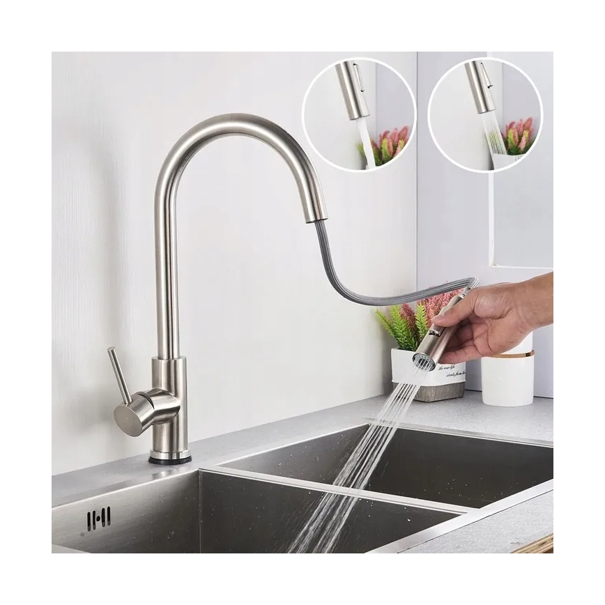 REA-B9146 - FRESH 39.5 cm kitchen faucet with pull-out sprayer, nickel
