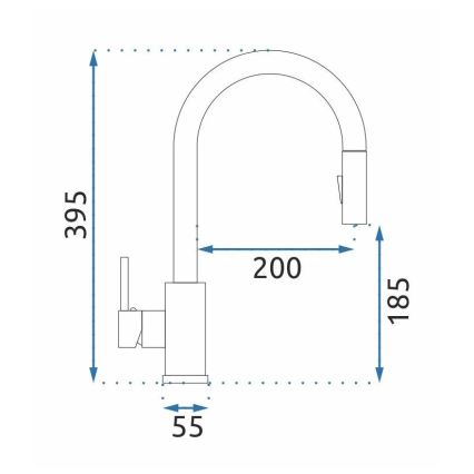 REA-B9146 - FRESH 39.5 cm kitchen faucet with pull-out sprayer, nickel