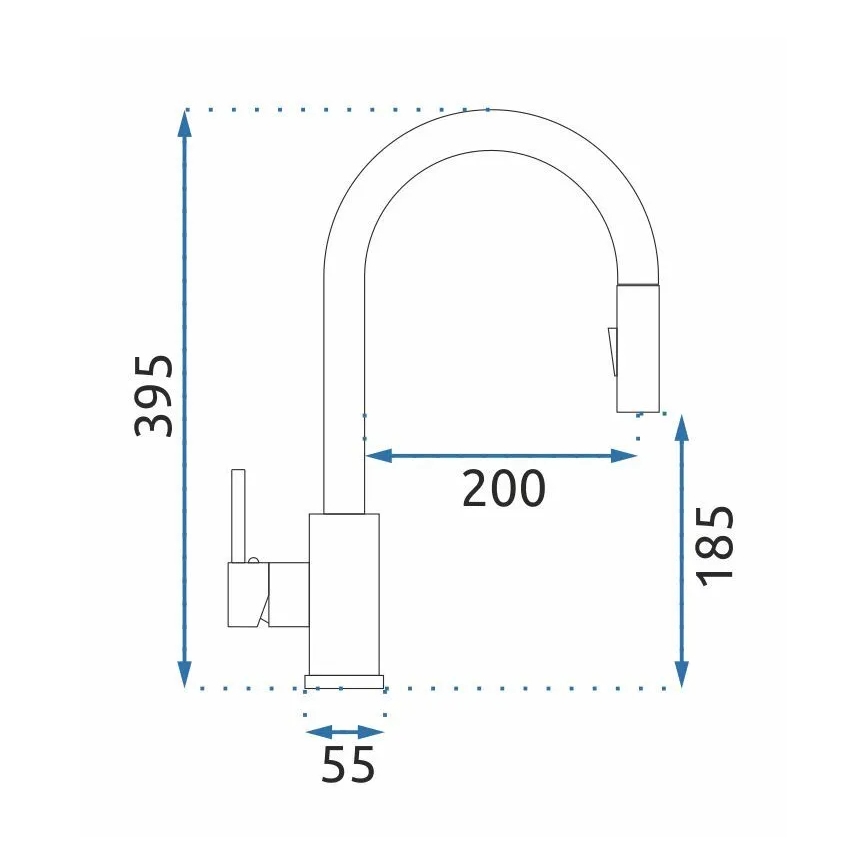 REA-B9146 - FRESH 39.5 cm kitchen faucet with pull-out sprayer, nickel