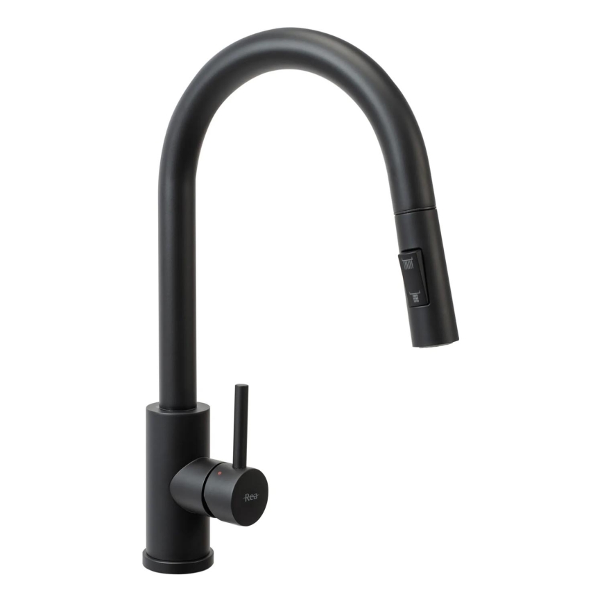 REA-B9147 - FRESH 39.5 cm Matte Black Kitchen Faucet with Pull-Out Sprayer