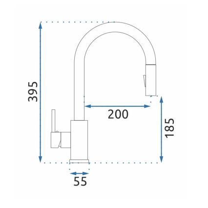 REA-B9147 - FRESH 39.5 cm Matte Black Kitchen Faucet with Pull-Out Sprayer