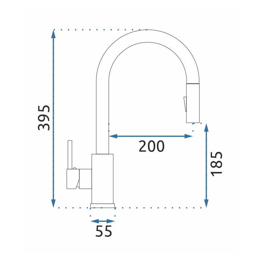 REA-B9147 - FRESH 39.5 cm Matte Black Kitchen Faucet with Pull-Out Sprayer
