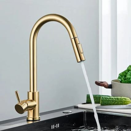 REA-B9148 - FRESH 39.5 cm Pull-out Kitchen Faucet, Brushed Gold