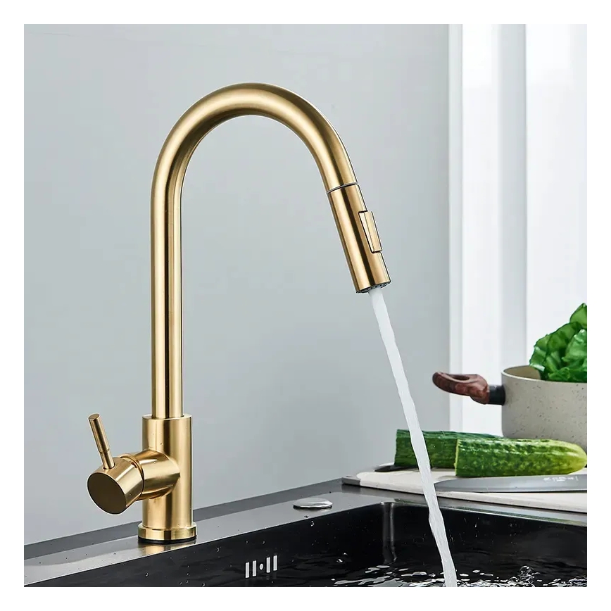 REA-B9148 - FRESH 39.5 cm Pull-out Kitchen Faucet, Brushed Gold