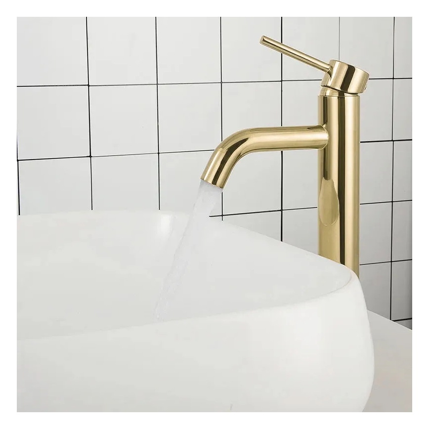 REA-B9409 - LUNGO 28 cm Gold Washbasin Faucet
