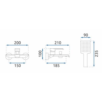 REA-B9967 - HASS Matte Black Bathtub Set