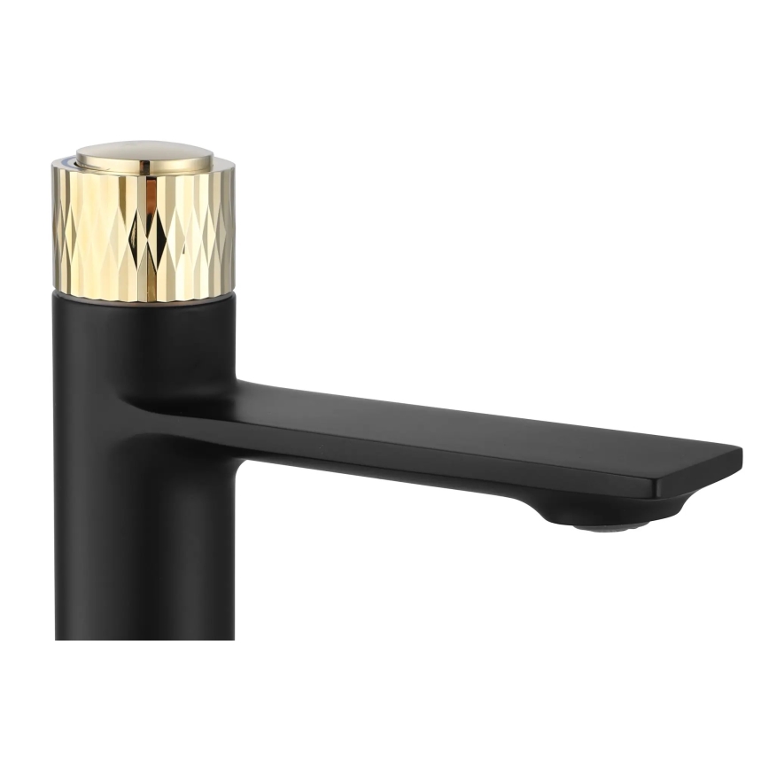 REA-B9987 - STORM 16.5 cm Black/Gold Basin Faucet