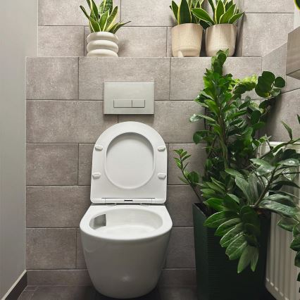REA-C1259 - Wall-hung toilet with seat CARLO MINI TORNADO RIMLESS ceramic/glossy white