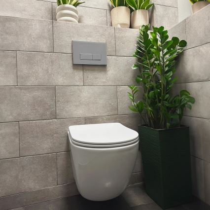 REA-C1259 - Wall-hung toilet with seat CARLO MINI TORNADO RIMLESS ceramic/glossy white