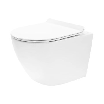 REA-C1400 - Wall-hung Toilet with CARTER RIMLESS Seat, Ceramic/White