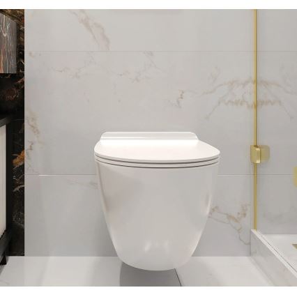 REA-C1400 - Wall-hung Toilet with CARTER RIMLESS Seat, Ceramic/White