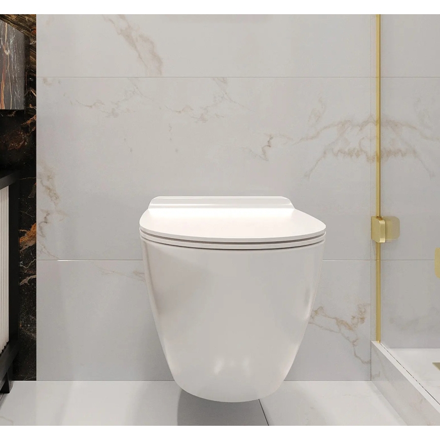 REA-C1400 - Wall-hung Toilet with CARTER RIMLESS Seat, Ceramic/White