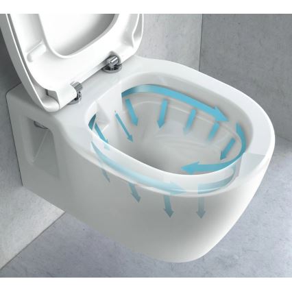 REA-C1400 - Wall-hung Toilet with CARTER RIMLESS Seat, Ceramic/White