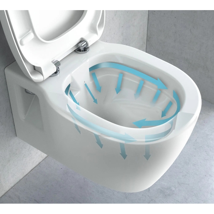 REA-C1400 - Wall-hung Toilet with CARTER RIMLESS Seat, Ceramic/White