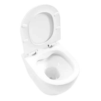 REA-C1400 - Wall-hung Toilet with CARTER RIMLESS Seat, Ceramic/White