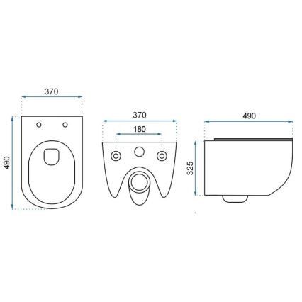 REA-C1400 - Wall-hung Toilet with CARTER RIMLESS Seat, Ceramic/White