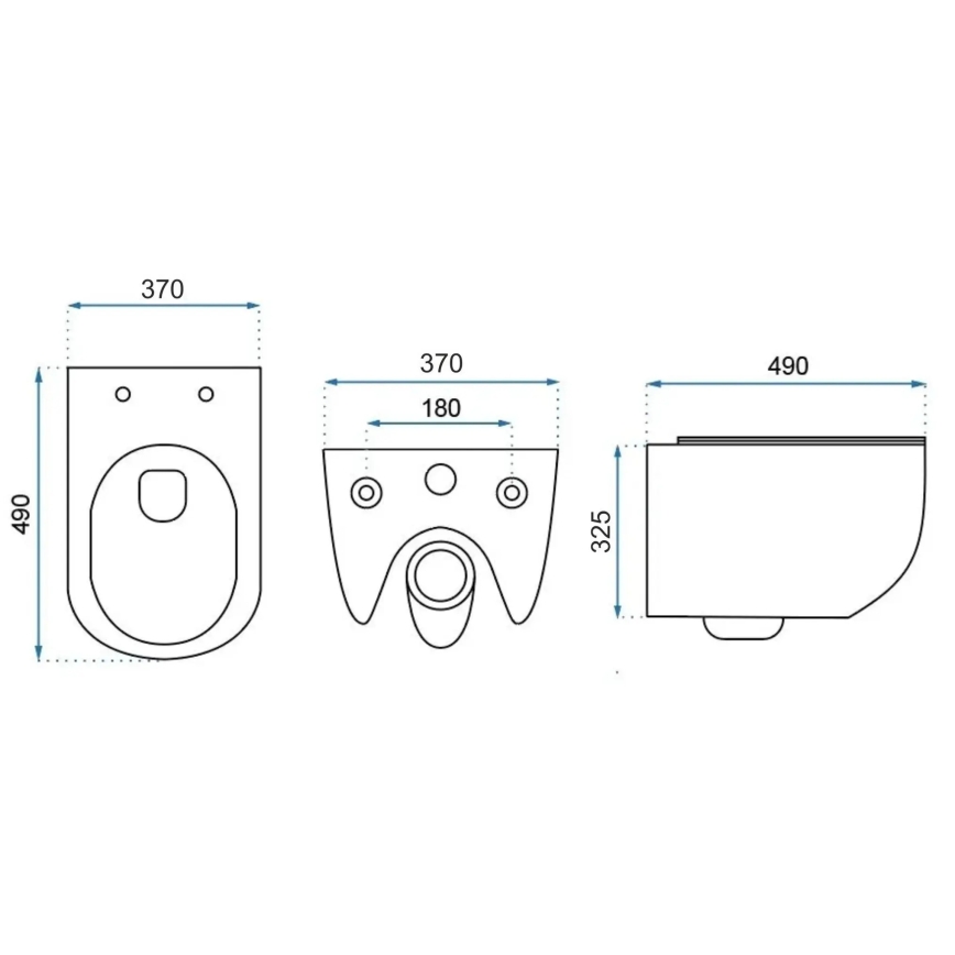 REA-C1400 - Wall-hung Toilet with CARTER RIMLESS Seat, Ceramic/White