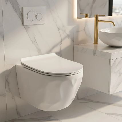 REA-C1652 - Wall-hung toilet with seat GUSTAVO RIMLESS ceramic/white
