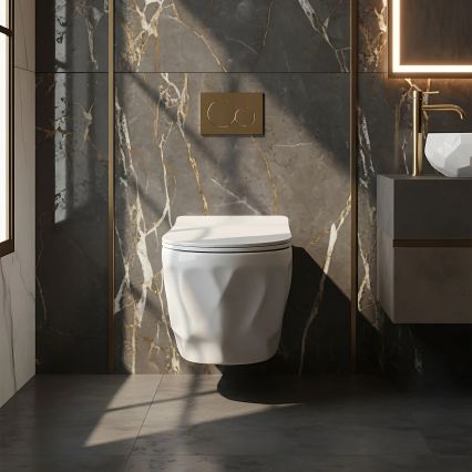 REA-C1652 - Wall-hung toilet with seat GUSTAVO RIMLESS ceramic/white