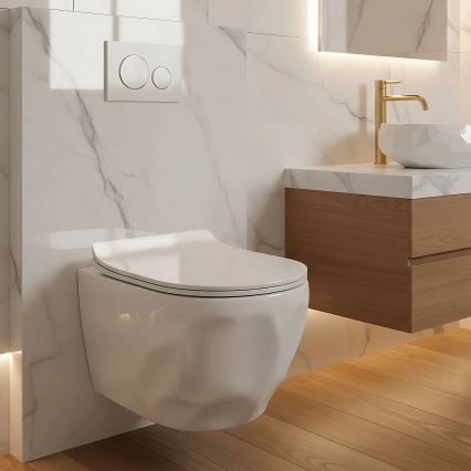 REA-C1652 - Wall-hung toilet with seat GUSTAVO RIMLESS ceramic/white