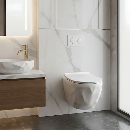 REA-C1652 - Wall-hung toilet with seat GUSTAVO RIMLESS ceramic/white