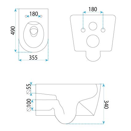 REA-C1652 - Wall-hung toilet with seat GUSTAVO RIMLESS ceramic/white