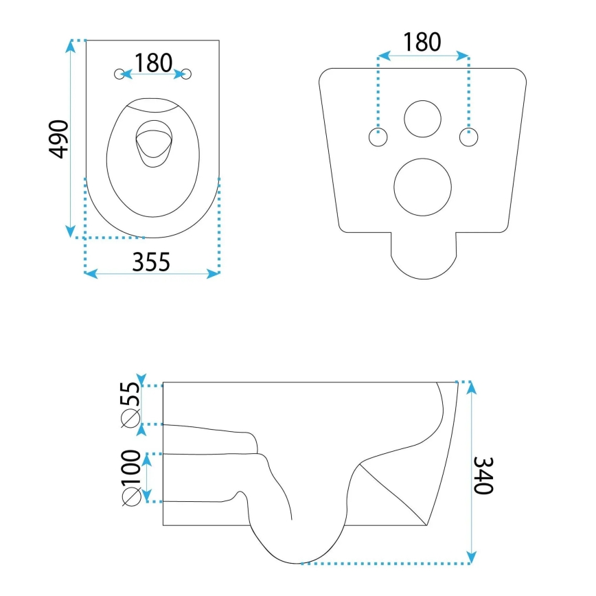 REA-C1652 - Wall-hung toilet with seat GUSTAVO RIMLESS ceramic/white