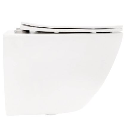 REA-C2760 - Wall-hung toilet with seat CARLO FLAT MINI RIMLESS ceramic/glossy white