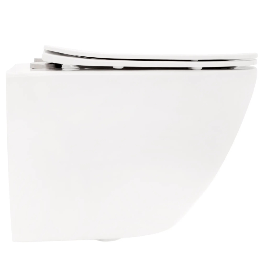 REA-C2760 - Wall-hung toilet with seat CARLO FLAT MINI RIMLESS ceramic/glossy white