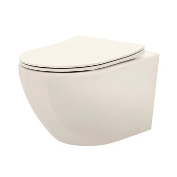 REA-C5500 - Wall-hung toilet with CARLO MINI TORNADO RIMLESS seat, ceramic/cream