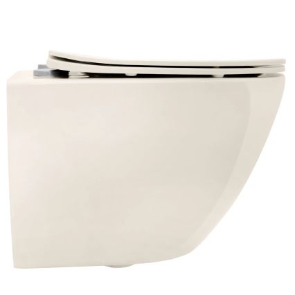REA-C5500 - Wall-hung toilet with CARLO MINI TORNADO RIMLESS seat, ceramic/cream