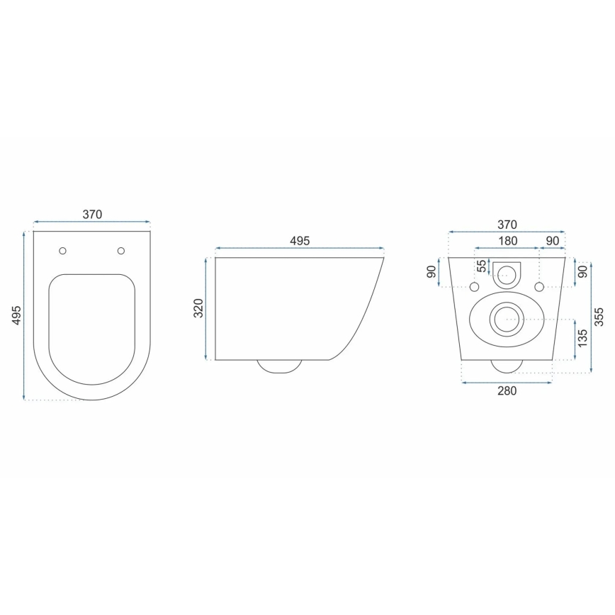 REA-C5500 - Wall-hung toilet with CARLO MINI TORNADO RIMLESS seat, ceramic/cream