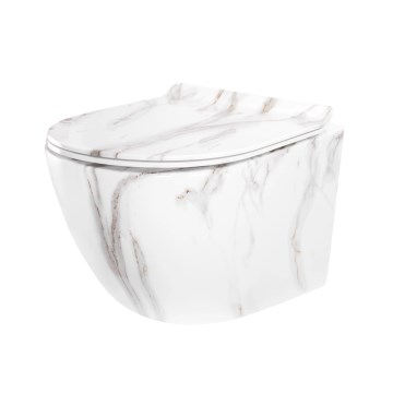 REA-C6390 - CARTER TORNADO RIMLESS wall-hung toilet with seat, ceramic/stone-effect