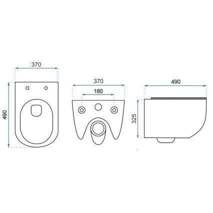 REA-C6390 - CARTER TORNADO RIMLESS wall-hung toilet with seat, ceramic/stone-effect