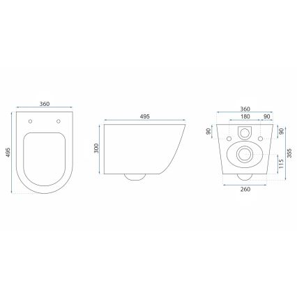 REA-C6800 - Wall-hung toilet with TITO TORNADO RIMLESS toilet seat, ceramic/white