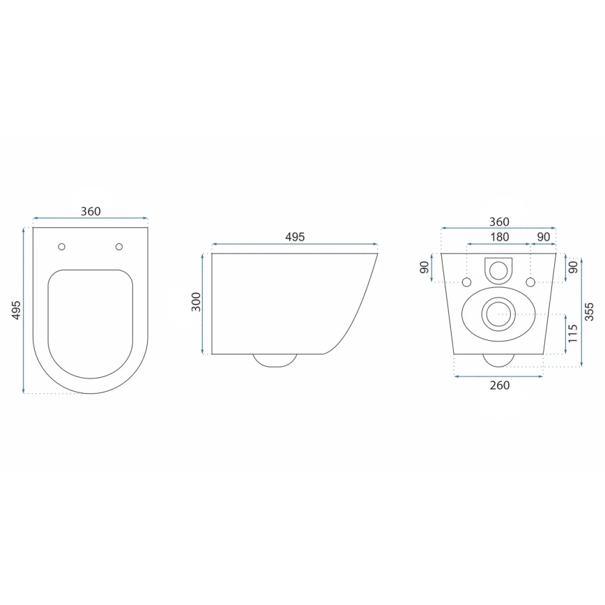 REA-C6800 - Wall-hung toilet with TITO TORNADO RIMLESS toilet seat, ceramic/white
