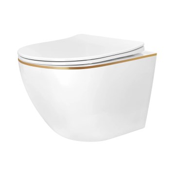 REA-C6806 - CARLO MINI TORNADO RIMLESS wall-hung toilet with seat, ceramic/white/gold