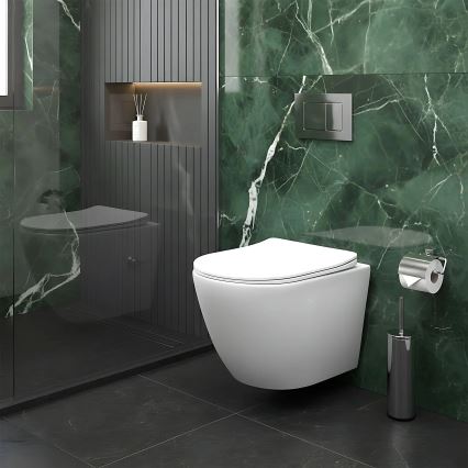 REA-C9701 - Wall-hung toilet with bidet spray and seat CARLO LUX ceramic/white