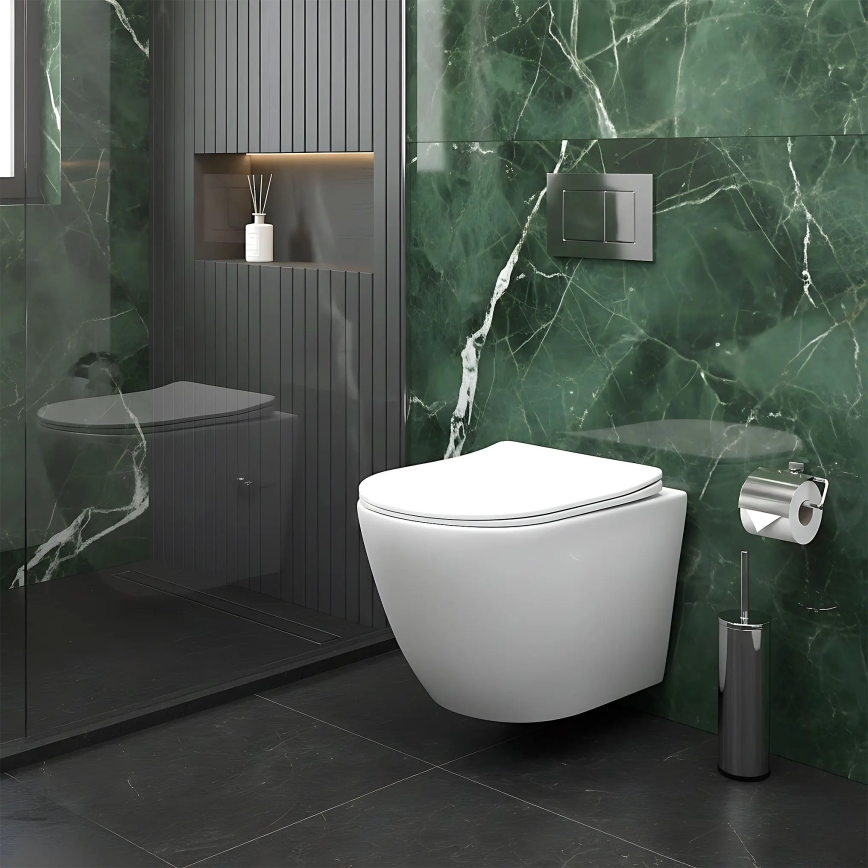 REA-C9701 - Wall-hung toilet with bidet spray and seat CARLO LUX ceramic/white