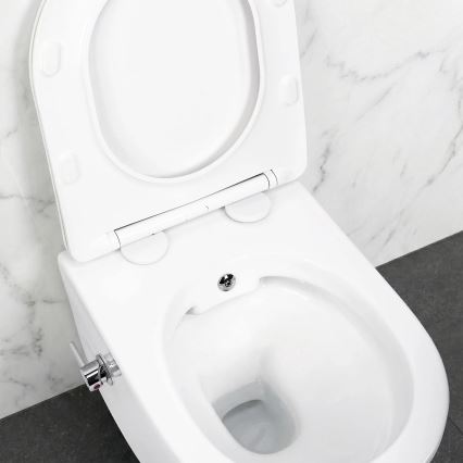REA-C9701 - Wall-hung toilet with bidet spray and seat CARLO LUX ceramic/white