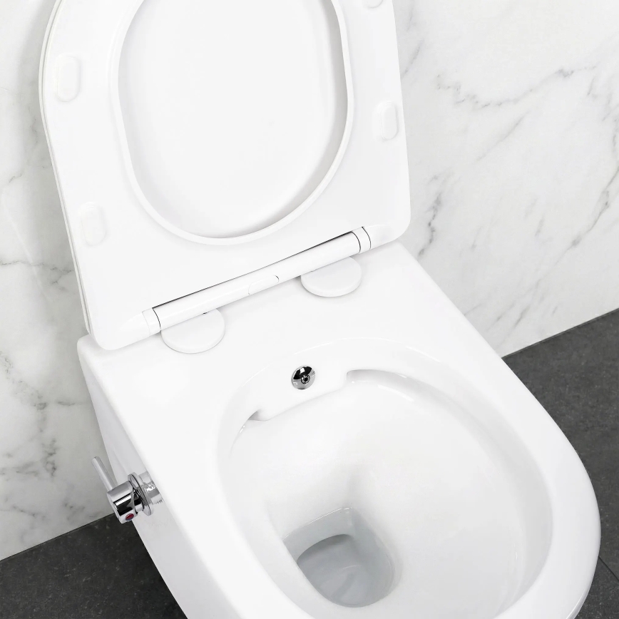 REA-C9701 - Wall-hung toilet with bidet spray and seat CARLO LUX ceramic/white
