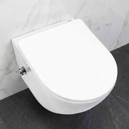 REA-C9701 - Wall-hung toilet with bidet spray and seat CARLO LUX ceramic/white