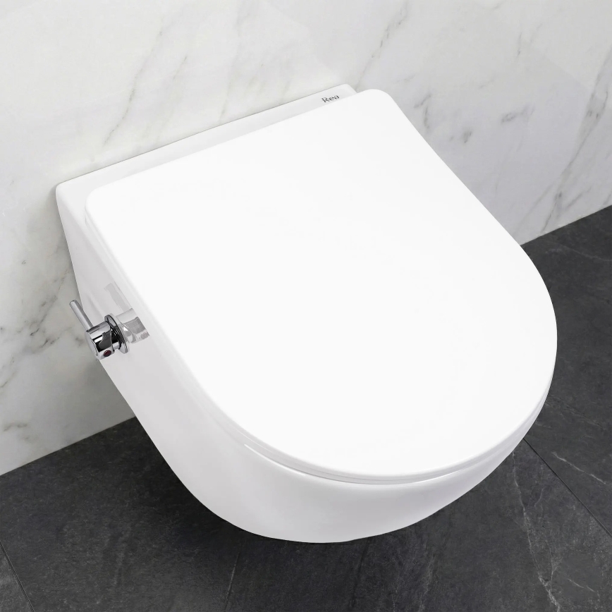 REA-C9701 - Wall-hung toilet with bidet spray and seat CARLO LUX ceramic/white