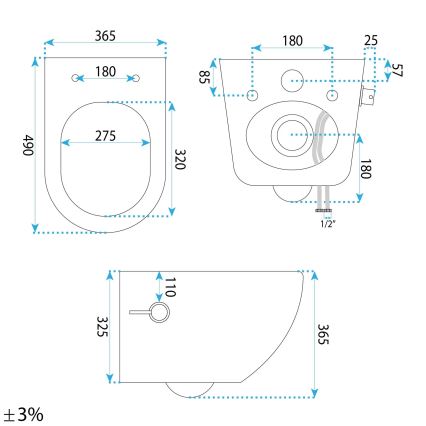 REA-C9701 - Wall-hung toilet with bidet spray and seat CARLO LUX ceramic/white
