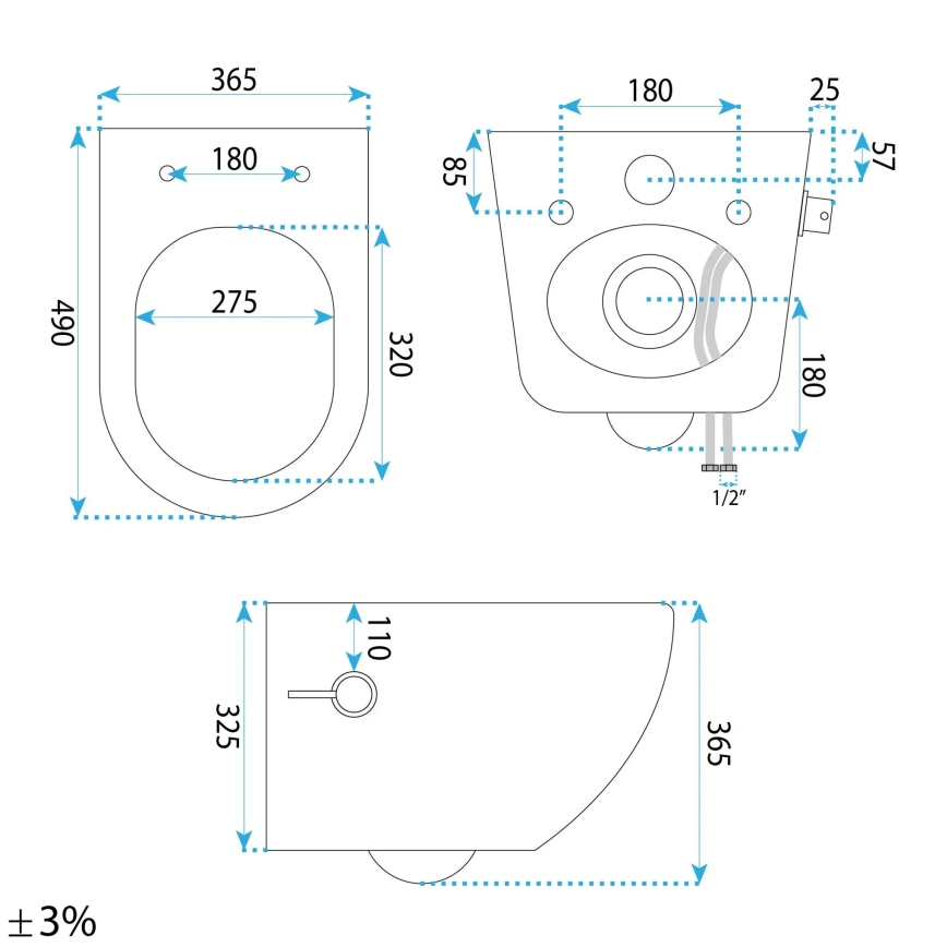 REA-C9701 - Wall-hung toilet with bidet spray and seat CARLO LUX ceramic/white