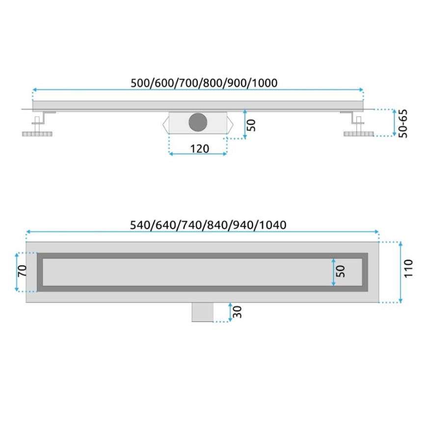 REA-G2562 - NEOX 70 cm Stainless Steel/Gold Linear Drain