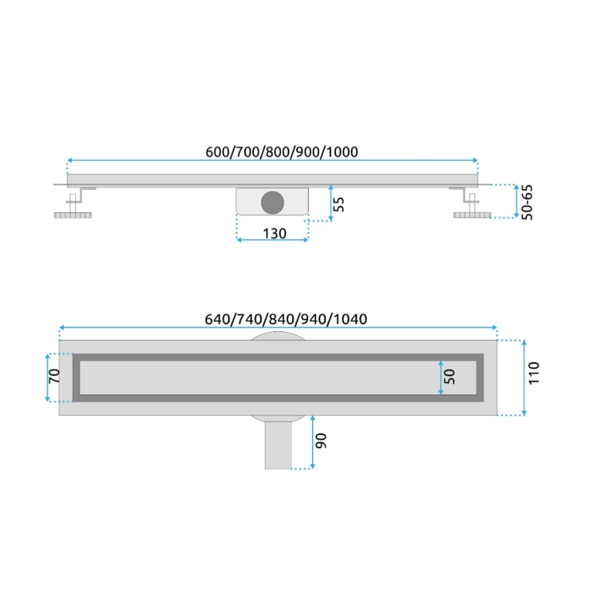 REA-G2702 - NEOX PRO 70 cm Stainless Steel / Brushed Gold Linear Drain