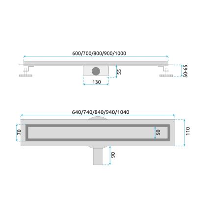 REA-G2704 - NEOX PRO 90 cm Linear Shower Drain, Stainless Steel/Brushed Gold