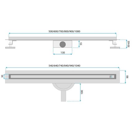 REA-G2710 - NEOX SLIM 80 cm stainless steel/black linear drain