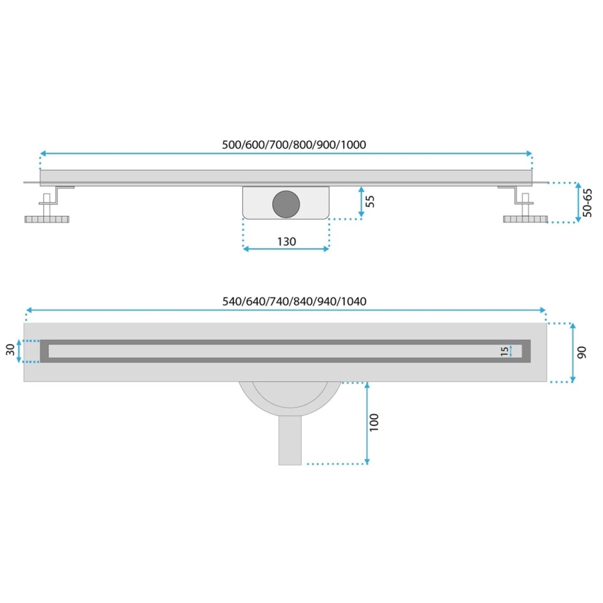 REA-G2714 - NEOX SLIM 70 cm Stainless Steel Linear Drain, Brushed Gold
